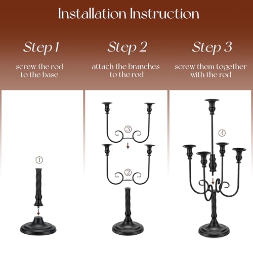 20 Inch Black Candelabra Set of 2 Halloween Gothic Table Centerpieces