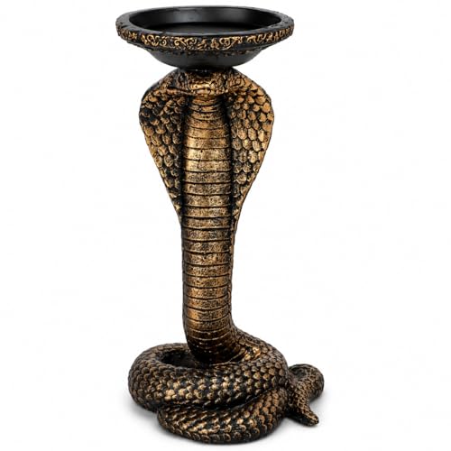 Resin King Cobra Snake Candle Holder Sculpture for Home & Garden Decor