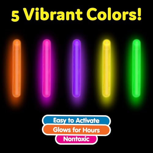 Mini Glow Sticks 100 Pack - Neon Light Party Favors for Easter, Weddings, Kids, Pool
