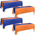 Orange and Navy Blue Waterproof Disposable Rectangle Tablecloths - 4 Piece Set, 86x51 Inches, Party Decorations