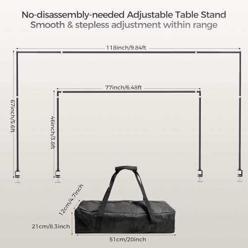 Adjustable Over Table Rod Stand with C-Clamps for Photo Backdrops & Decorations