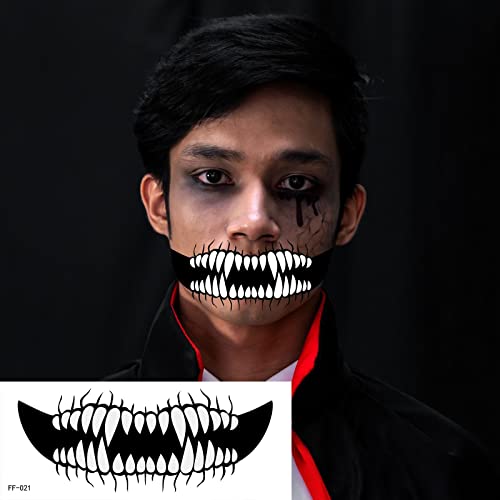 Halloween Horror Mouth Tattoo Stickers for Face & Body Cosplay Props