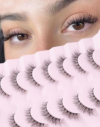 False Eyelashes Wispy Natural Short 13MM Pack of 7 Pairs - Adious AD222