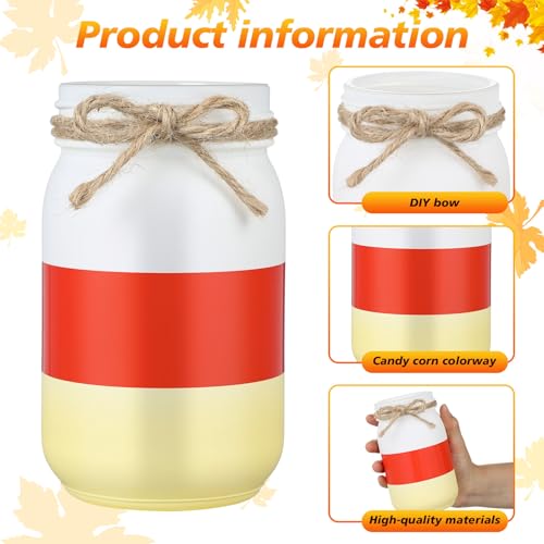 Candy Corn Mason Jars Set of 4 - Halloween Fall Decor & Storage