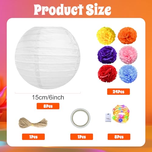 Traditional Day of the Dead Sugar Skull Paper Lantern Craft Kit - 8 Set