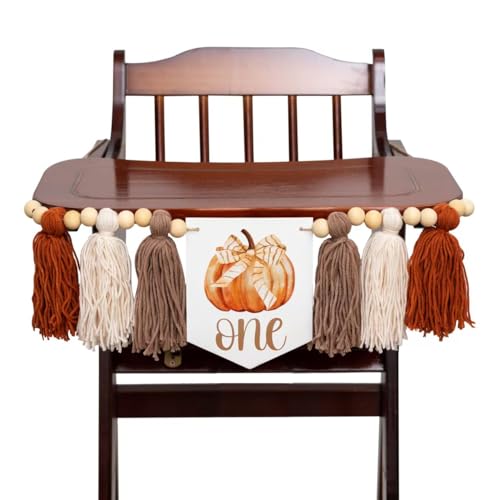 Our Little Pumpkin Is One Highchair Banner - Orange Fall Birthday Decor