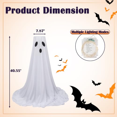 Halloween Ghost Candy Bowl Stand Set with LED String Lights - Indoor & Outdoor Decor