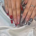 Halloween Fake Nails Long Black Spider Web Design - Variation Color5