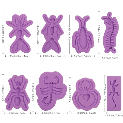 Purple Insect Fondant Molds - Bug Cake Decoration Silicone Set for Halloween