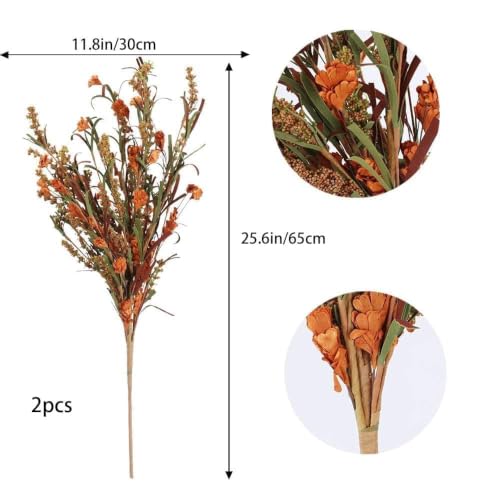 Burnt Orange Fall Flowers Artificial Stems 26in Bouquet for Home Decor
