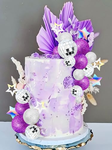 Purple Disco Ball Cake Topper for Birthday Party Decorations - Purple 1