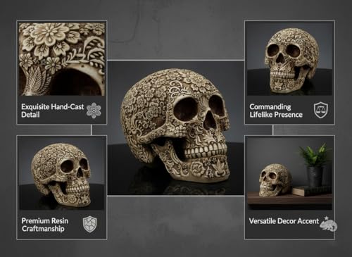 Life Size Plastic Skull Prop for Halloween Haunted House Gothic Decor