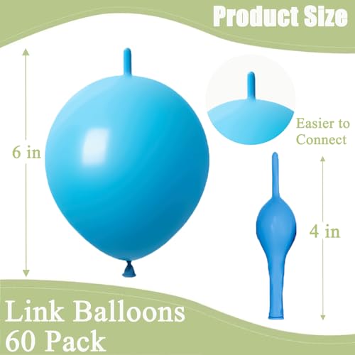 Linking Balloons 6 Inch Light Blue Set - 60 Pcs for Wedding & Party Decorations (Variation: Light Blue / 6 Inch)
