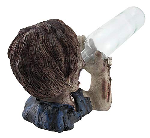 Zombie Wine Bottle Holder - Halloween Decor, 12-Inch Hand-Painted Resin Display Rack
