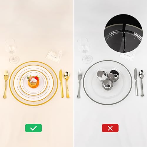 Gold Rim Disposable Charger Plates 12 Inch - 25 Pack Clear Plastic Table Decor