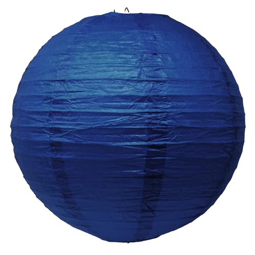 Navy Blue Paper Lanterns - 12 Inch Round Hanging Decor - Reusable, Indoor & Outdoor Party Lighting