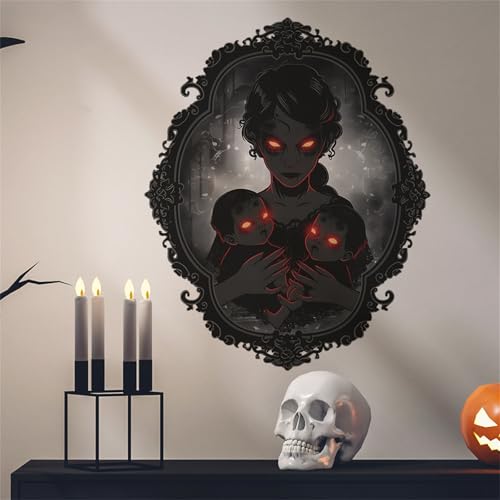 Halloween Wall Decals Female Ghost Mother Child 3D Horror Wall Stickers - Black Ghost Variation