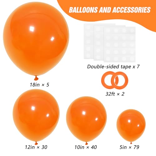 Rubfac Orange Balloon Arch Kit - 154pcs Burnt Orange Balloons for Parties & Events
