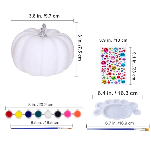 8-Piece DIY Pumpkin Painting Kit with Foam Pumpkins & Face Stickers - Fall Crafts for Halloween & Thanksgiving