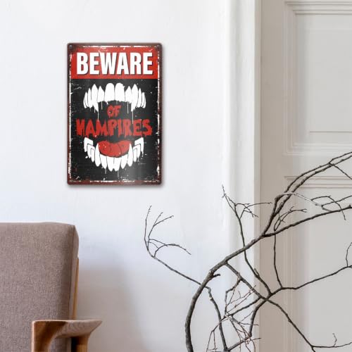 Vampire Halloween Metal Wall Sign Decor - 12x8 Inch - Variation Halloween Sign03