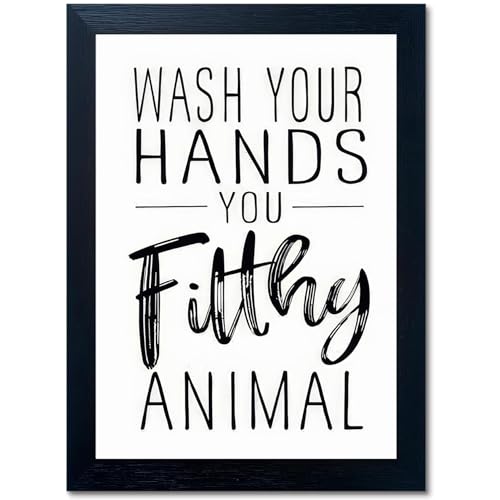 Bathroom Quotes Canvas Wall Art - Black and White Funny Handwashing Quote - 16x24 in - Variation of Bathroom Quotes / 16L x 24W