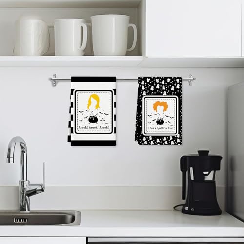 Halloween Kitchen Towels Set - Funny Hand Towels for Bathroom & Kitchen, Multicolor, 4 Pcs