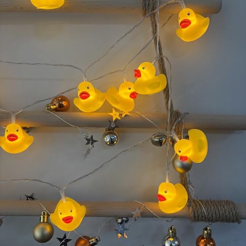 USB Operated LED Duck String Lights - 1.65M, Yellow Ducks for Bedroom & Party Decor - 10 LEDs