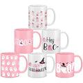 Pink Ghost Halloween Coffee Mug Set 6 Pcs - 12 oz Ceramic Cups for Women