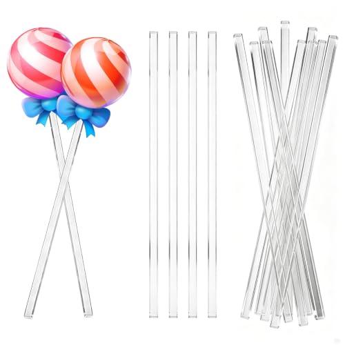 120 Pcs Clear Flat Acrylic Cake Pop Sticks 6 Inch for Decorating & Baking