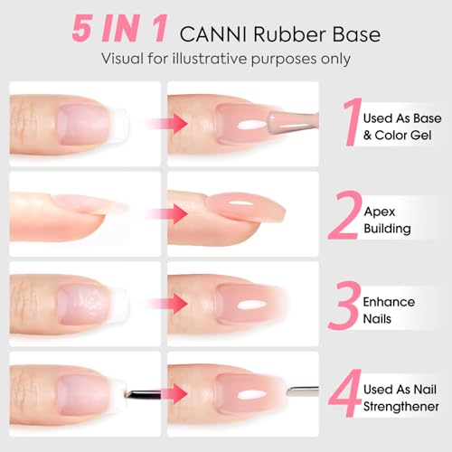 CANNI Milky Pink Gel Nail Polish Set - 6Pcs 9ml Rubber Base Kit R1-Rubber Base