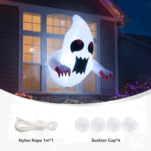 Halloween Inflatable Ghost Window Decoration - 3.5FT Spooky Outdoor & Indoor Scene, Glow LED, Suction Mount Variation of Ghost Window Decoration
