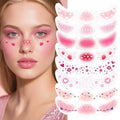 8Pcs Rose-Pink Blush and Glitter Freckles Face Tattoos Set A - Waterproof & Long-Lasting