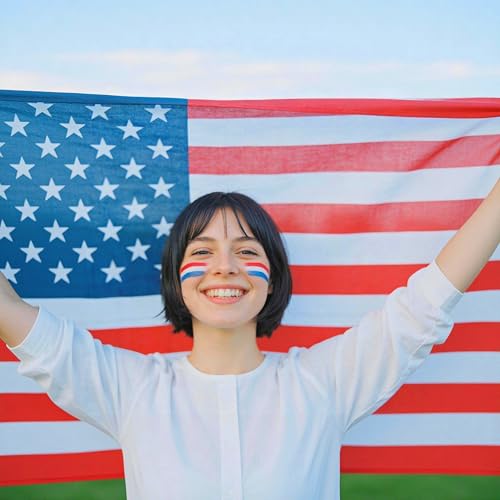 Red White Blue Face Paint with Mirror & Brushes for Halloween - Full Coverage, Waterproof, Safe & Long-Lasting
