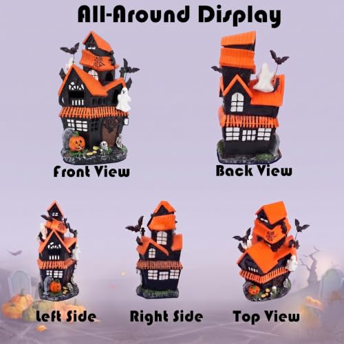 Halloween Haunted Village Decor LED Resin Spooky Town Black