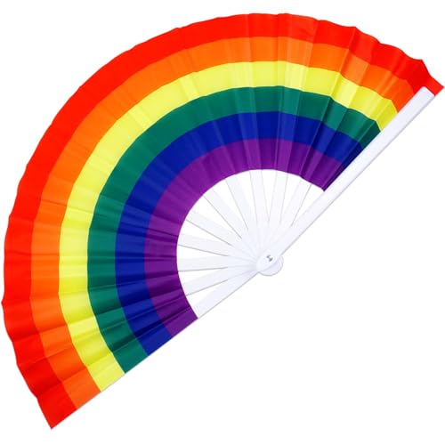 Large Pride Rainbow Fan Hand Fan - Black & White 6 Pack LGBTQ Festival Summer
