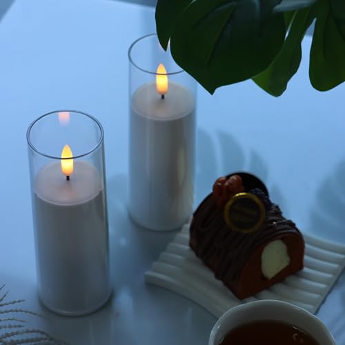 Flameless Candles with Remote & Timer - Set of 2, 2x6 Inches, Clear Acrylic