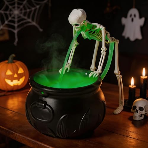 Halloween Indoor Decor Set with Puking Skeleton & Cauldron - Spooky Effect