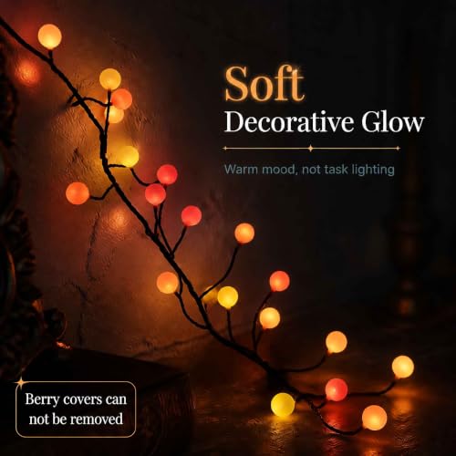 120 LED Berry Cluster Christmas String Lights - Plug In Indoor/Outdoor Orange Red Yellow - 6.5ft - Variation of THIS listing