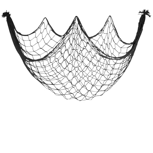 Large Fish Net Decorations for Party - Black Nautical Decor 80x40in - 1 Pack