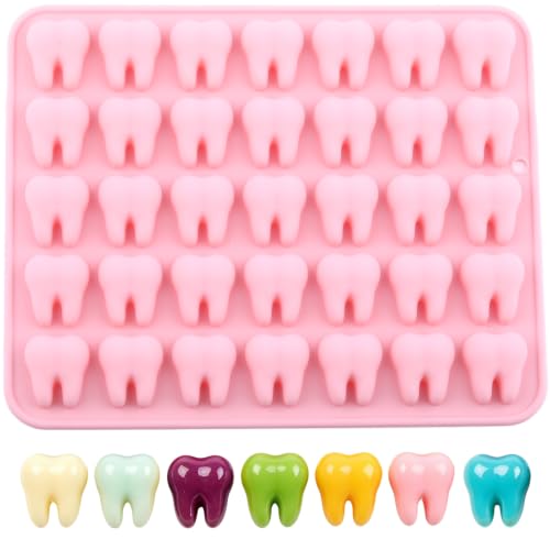 Mini Tooth Silicone Candy Molds - Pink, 35 Cavities, Food Grade, Reusable - Variation A