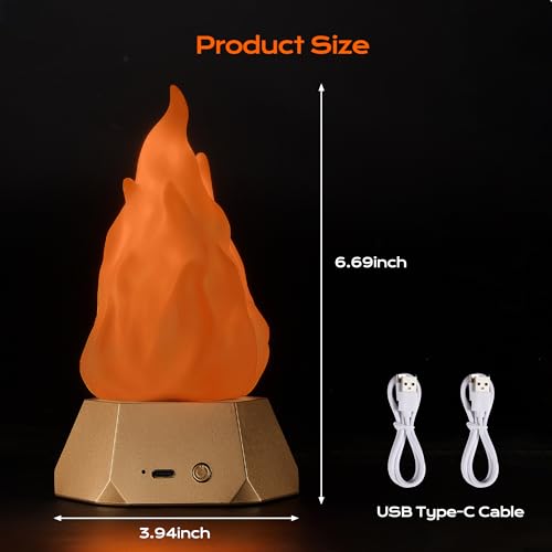 USB Rechargeable Flame Light 4 Pack - Realistic Flickering Fire Lamp with 72-Hour Runtime, Waterproof for Camping & Outdoor Decor