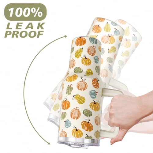 Pumpkin 40 oz Insulated Tumbler with Handle and Straw - Fall Multicolor Coffee Mug