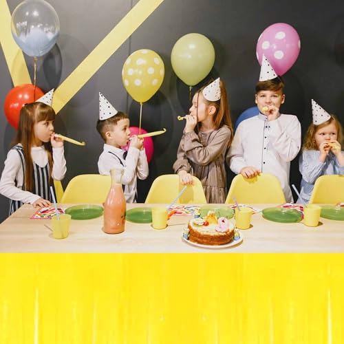 Macaron Yellow Foil Fringe Table Skirts - 3 Pack, 29x108 Inch Party Decorations