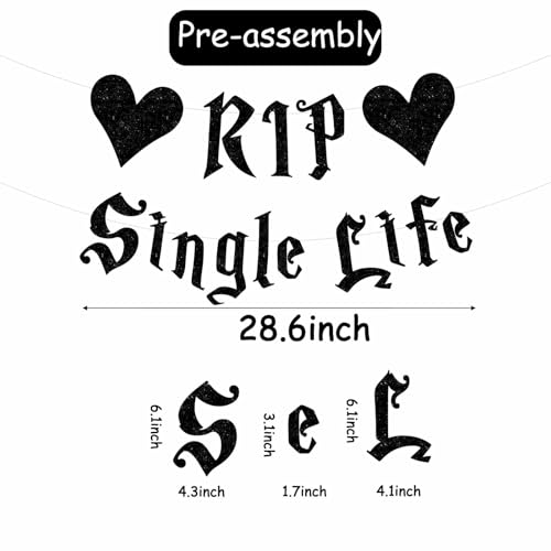 Gothic Bachelorette Party Decorations Set - Black Glitter Banner & Balloons