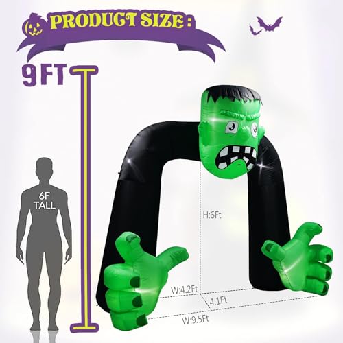 9FT Halloween Inflatable Frankenstein Archway Outdoor Decoration with LED Lights