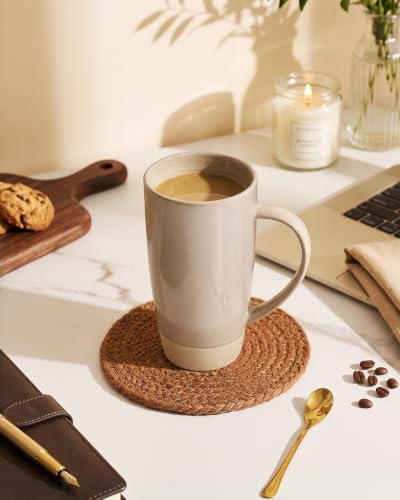 Milkyway Cinnamon Brown Coffee Mug Set of 2 - 20oz Large Ceramic Mugs, Rustic Glaze