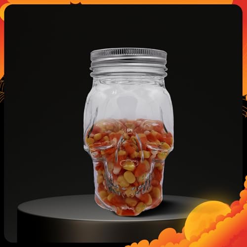 Small Clear Skull Mason Jar Glasses Set of 2 - Halloween Drinkware & Storage