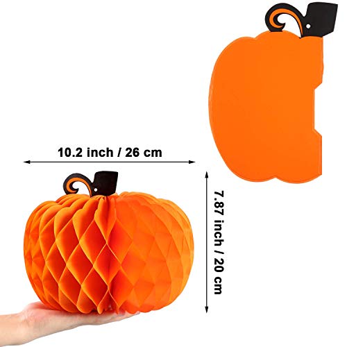 14-Pack Fall Honeycomb Pumpkin Decorations - 10.2 Inch Paper Halloween & Thanksgiving Centerpieces