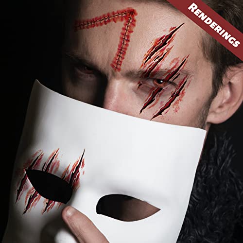 Halloween Fake Wound & Scar Tattoos - Horror Makeup Sheets with Variation Halloween Horror Scar