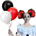 Halloween Women's Clown Costume Accessories Set - Red, Black & White Hair Clips & Balloons